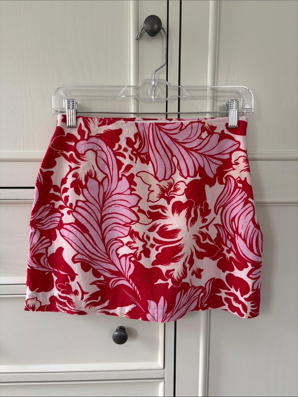 Abercrombie & Fitch Red and Pink Floral Print Mini Skort